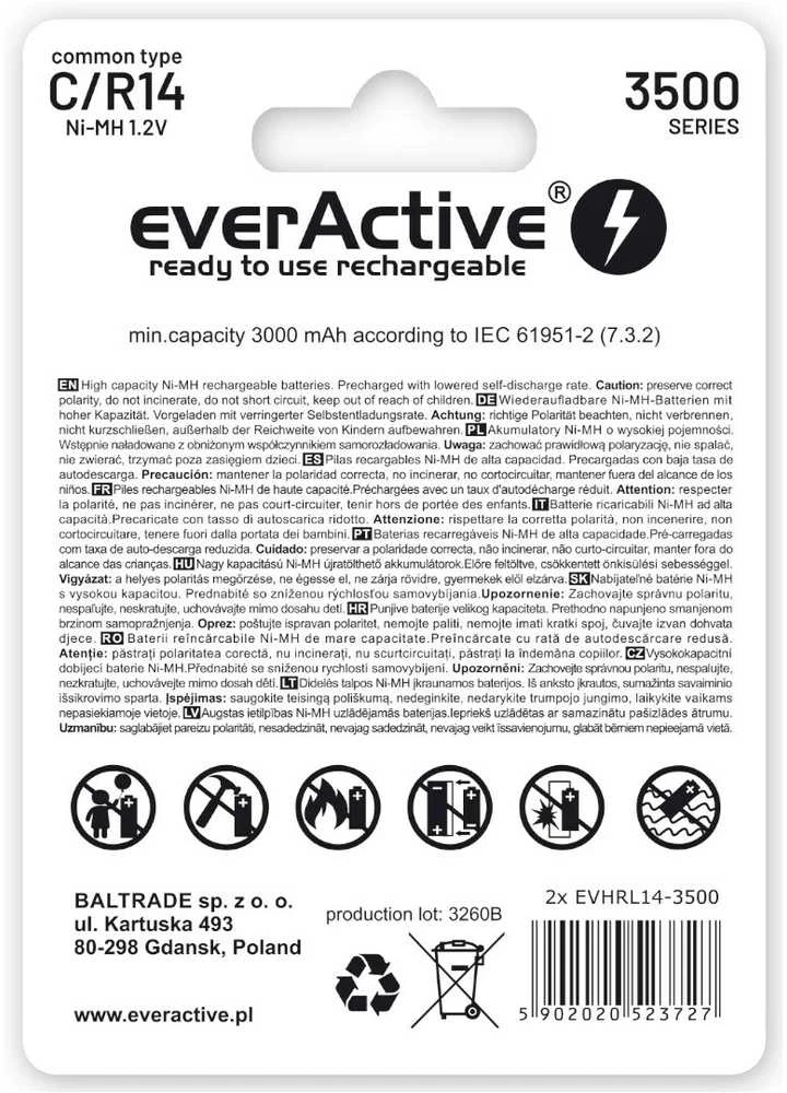 everActive R14 baterijų pakuotės galinė dalis