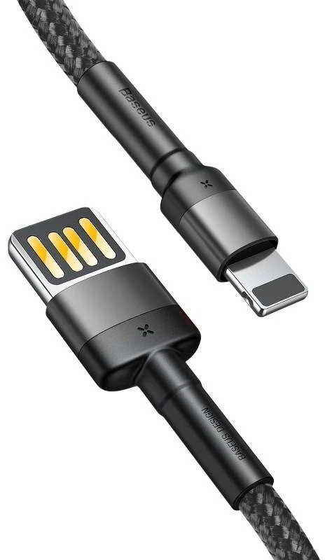 Baseus Cafule dvipusis USB Lightning kabelis 2.4A 1m - Pilkas / Juodas
