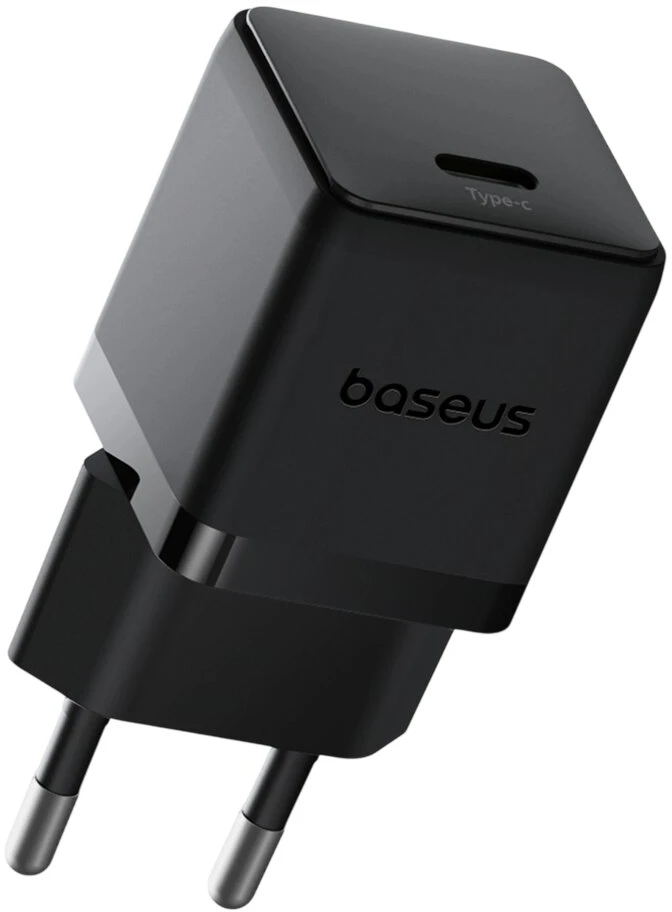 Baseus Sieninis įkroviklis Palm 20W USB-C QC3.0 PD3.0 su USB-C kabeliu 1m, juodas