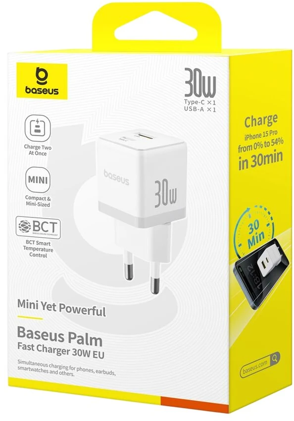 Baseus Palm 30W USB-C USB-A - balta