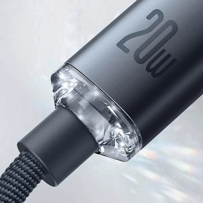 Baseus Crystal kabelis USB-C - Lightning 20W PD 1.2m - Juodas