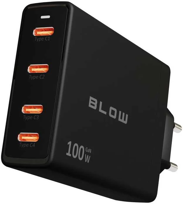 Blow Sieninis įkroviklis USB-Cx4 PD 100W GAN juodas