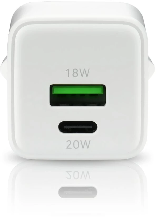 Įkroviklis - everActive 20 W 1xUSB 1xUSB-C QC3.0 PD GaN Kompaktiškas Baltas