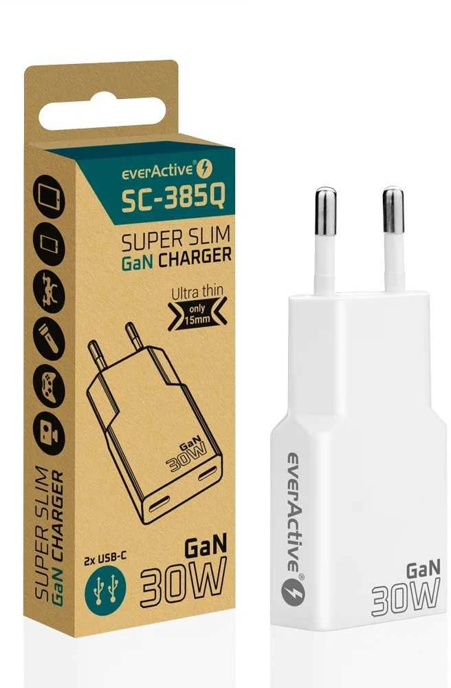 „everactive“ įkroviklis 2 x USB-C greito įkrovimo 4+ 30W SUPER SLIM baltas
