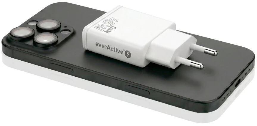 Įkroviklis - everActive 45W 2xUSB-C GaN Greitas Įkroviklis, Balta