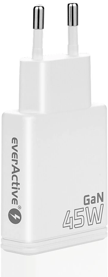 Įkroviklis - everActive 45W 2xUSB-C GaN Greitas Įkroviklis, Balta