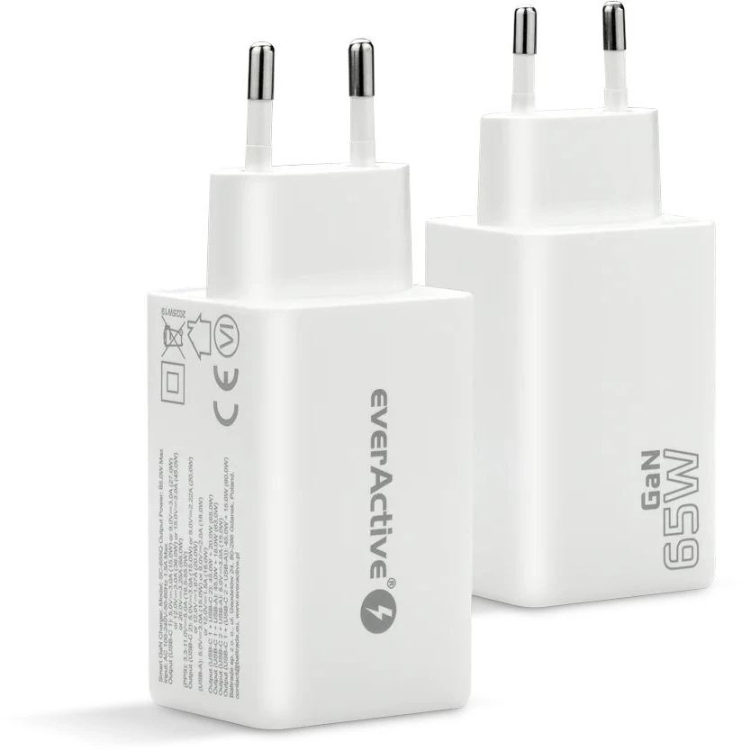 „everactive“ įkroviklis GaN 1 x USB, 2 x USB-C greito įkrovimo 4+ 65 W baltas