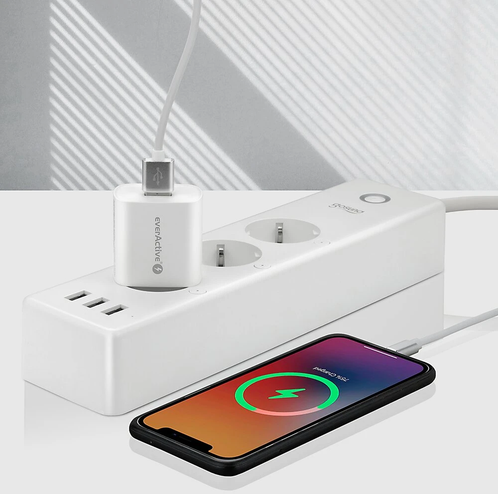 Įkroviklis - everActive SC-250Q 18W Greitas Įkrovimas 3.0 USB Įkroviklis, Balta