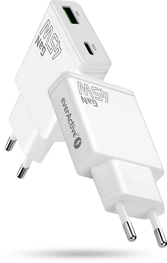 Įkroviklis - everActive SC-460Q 45W USB & USB-C Greitas Įkroviklis, Balta