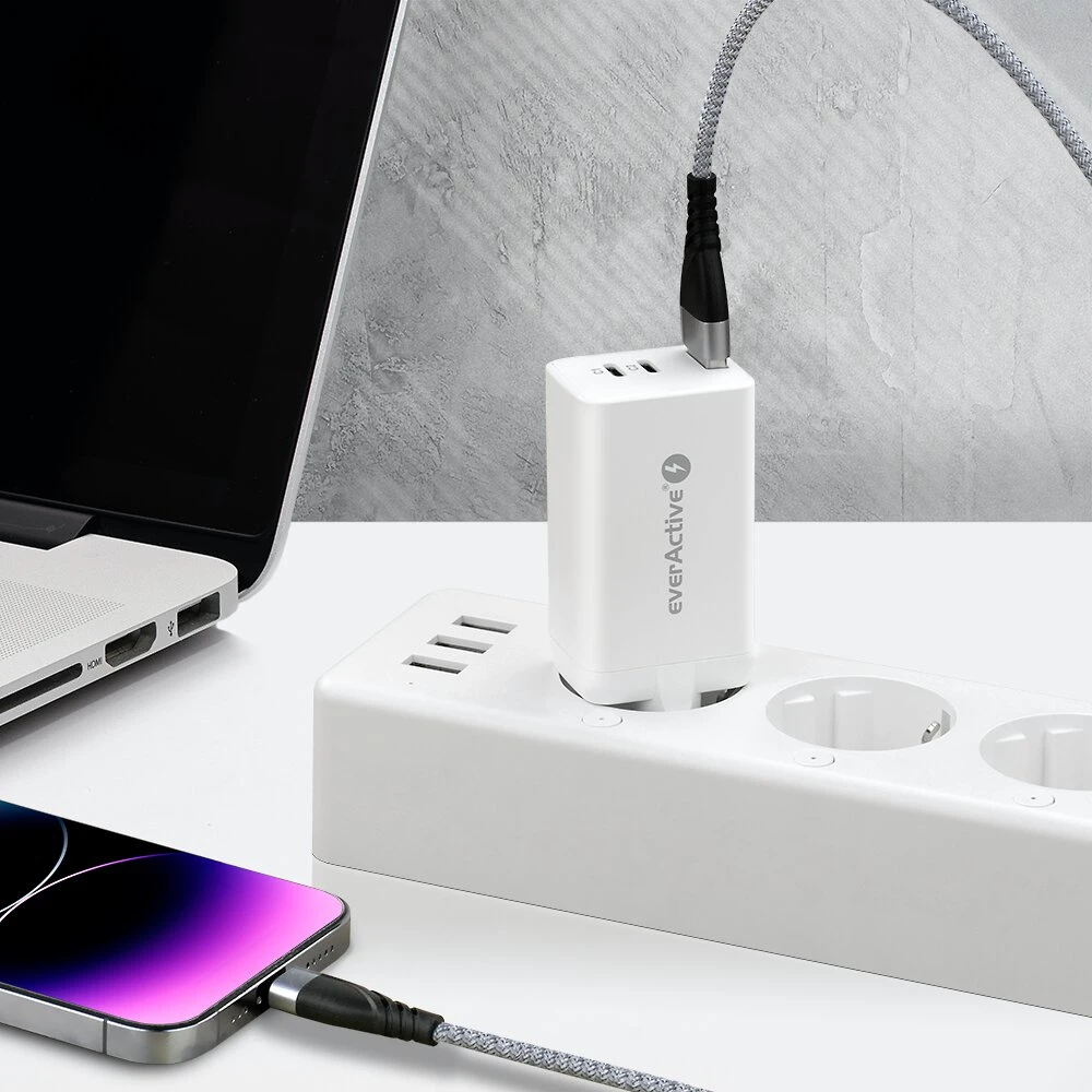 everActive 5-20V USB QC 3.0 ir USB-C PD PPS QC4+ 65W GaN įkroviklis SC-650Q