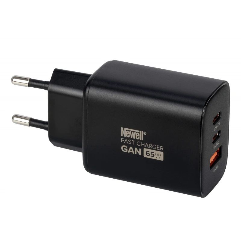 Įkroviklis - Newell GaN 65 W Įkroviklis Su 2 USB-C Prievadais Ir 1 USB-A Prievadu - Juodas
