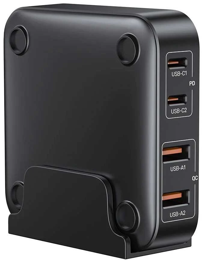 Unitek Įkroviklis rašomasis stalas GaN 100W 2xUSB-A 2xUSB-C juoda