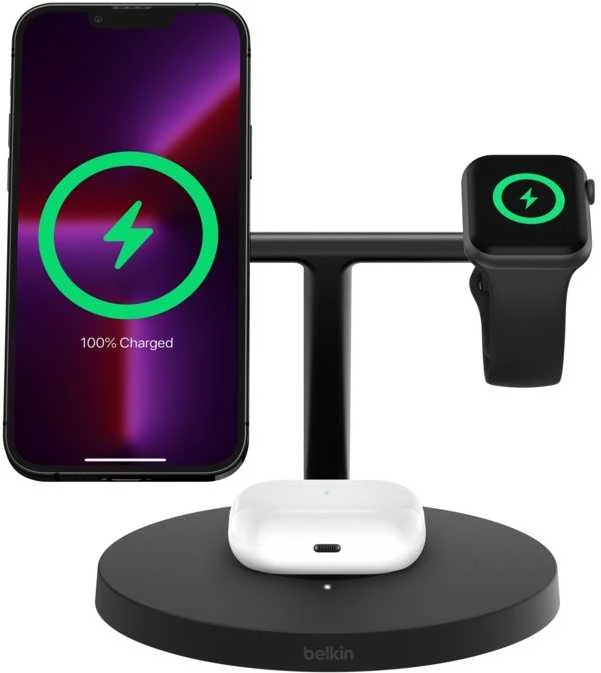 Belkin BoostCharge Pro Headphones, Išmanusis telefonas, Išmanusis laikrodis Juodas USB Wireless charging Fast charging Indoor
