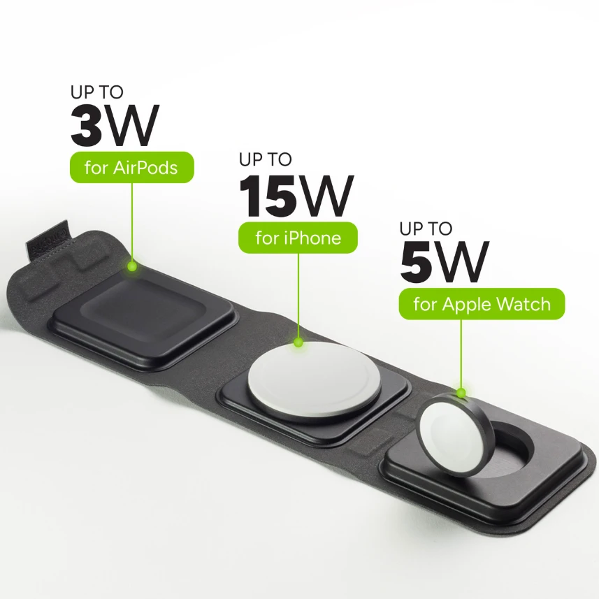 mophie-3in1 travel charger MagSafe su adapteriu EU Juodas