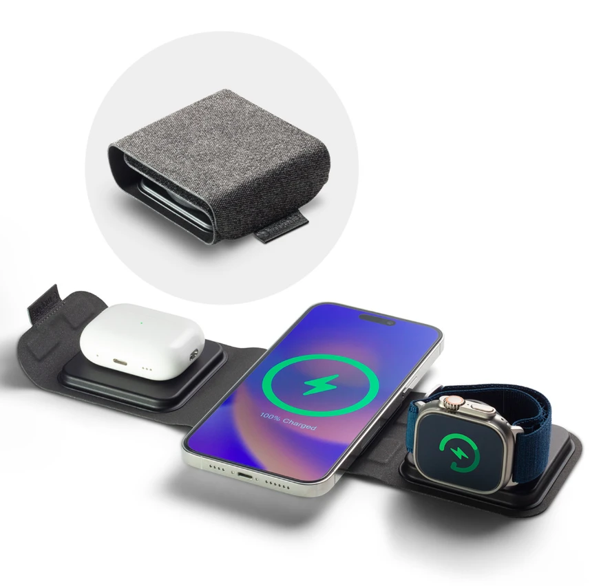 mophie-3in1 travel charger MagSafe su adapteriu EU Juodas