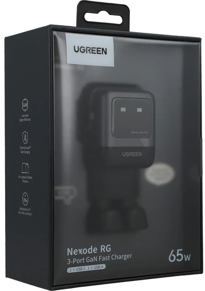 Įkroviklis Ugreen Nexode RG (Robot GaN), 65 W, Juodos spalvos