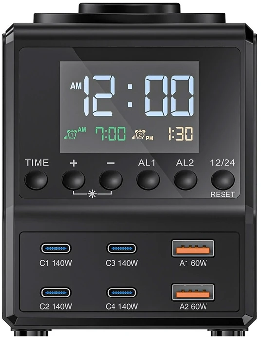 Blitzwolf BW-FW10 žadintuvas su įkrovikliu 2xUSB-A, 4xUSB-C, 240W