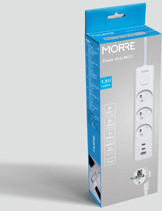Tiross MORRE MAITINIMO JUOSTA 3G USB, 2xUSB-C, 1,5m