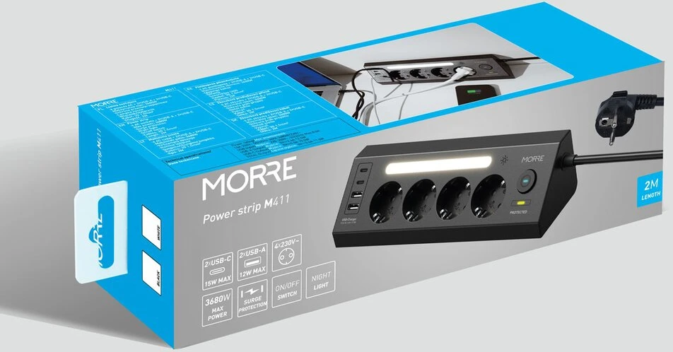 Tiross MORRE KAMPINIS MAITINIMO KANALAS 4G 2xUSB 2xUSB-C MIX SPALVA BALTA/JUODA