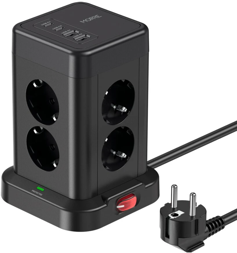 Ilgintuvas - Morre M413, 8 Kintamosios Srovės Lizdai, 2 USB-C, 2 USB-A, 2 m
