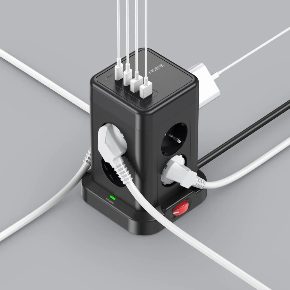 Ilgintuvas - Morre M413, 8 Kintamosios Srovės Lizdai, 2 USB-C, 2 USB-A, 2 m