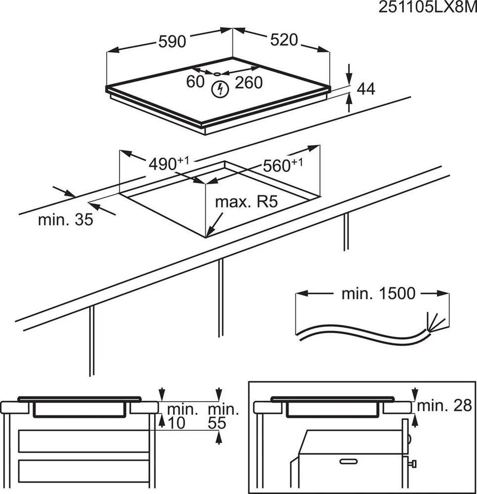 60cm pločio indukcinė kaitlentė Electrolux EIV64453