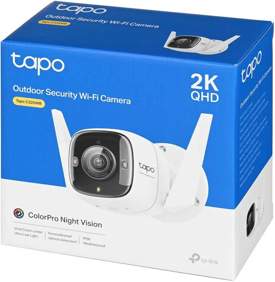 TP-LINK | ColorPro Outdoor Security Wi-Fi kamera | Tapo C325WB | Kulka | 4 MP | F1.0 | IP66 | H.264 | „MicroSD“, iki 512 GB