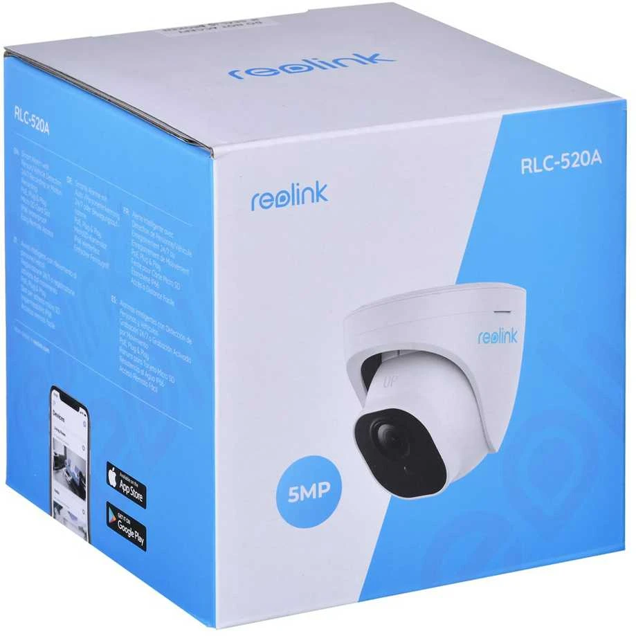 Reolink | IP kamera | RLC-520A | Kupolas | 5 MP | Fiksuotas objektyvas | Maitinimas per Ethernet (PoE) | IP66 | H.264 | „MicroSD“ (maks. 256 GB) | Baltas