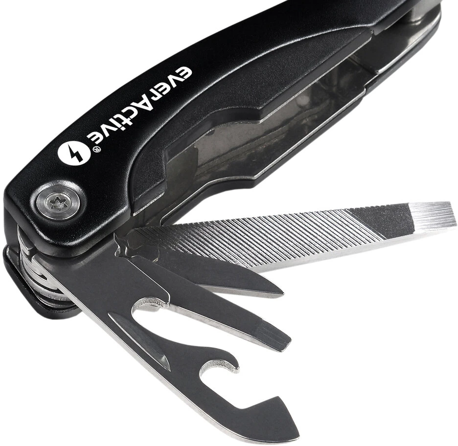 Įrankis - EverActive Multitool 9 Funkcijos, Nerūdijantis Plienas, 10.5 x 4.5 x 2.3 cm, Juoda