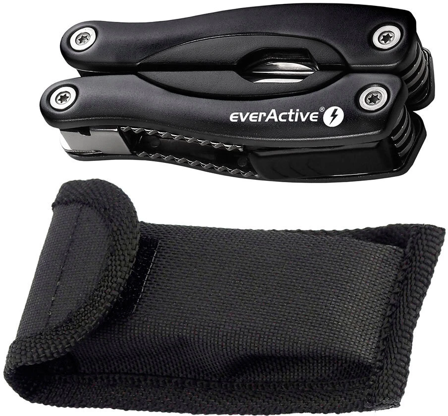 Įrankis - EverActive Multitool 9 Funkcijos, Nerūdijantis Plienas, 10.5 x 4.5 x 2.3 cm, Juoda