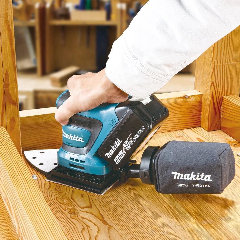 MAKITA akumuliatorinis ekscentrinis šlifuoklis DBO480Z 18V 93x185mm be akumuliatoriaus ir kroviklio