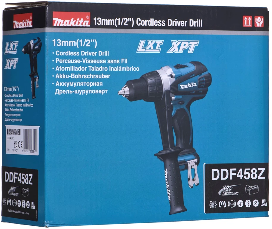 Makita DDF458Z Akumuliatorinis gręžtuvas, 18 V, 91/58 Nm, Be akumuliatorių ir kroviklio!