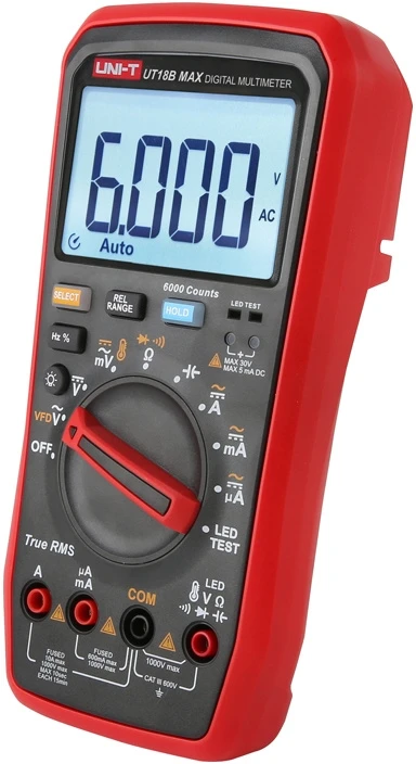 Įrankis - Uni-T True RMS UT18B MAX Skaitmeninis Multimetras 1000V, 10A, -55°C iki 500°C Juodas/Raudonas