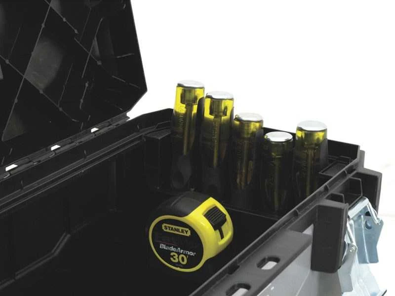Stanley FatMax 1-95-617 Gereedschapskist, 66 x 29 x 30 cm, uitneembare drager, stabiele koffer met uitsparing, gereedschapskist met bi-materiaal FatMax handvat