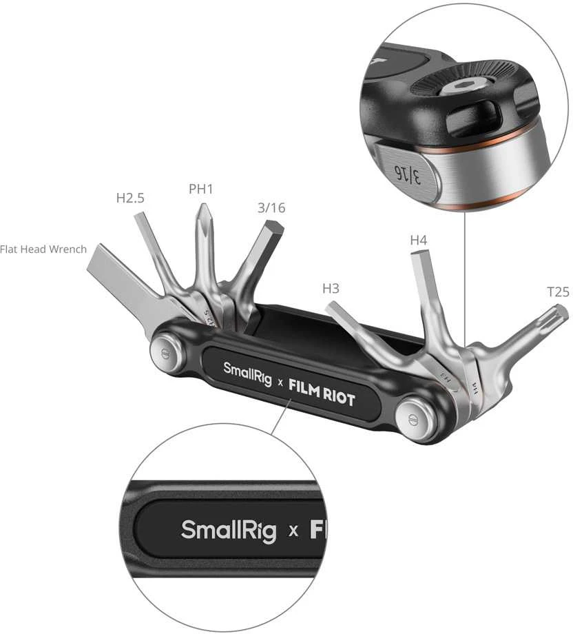 SmallRig 4811 x FILM RIOT 7-in-1 Folding Wrench Set with Multiple Angle Positioning Raudona