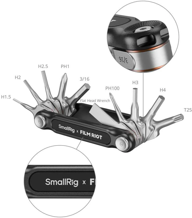 SmallRig 4814 x FILM RIOT 10-in-1 Folding Wrench Set with Multiple Angle Positioning Žalias