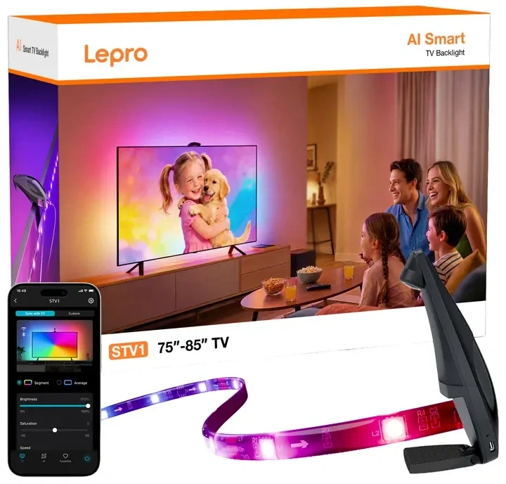 Išmanioji LED Juosta - LEPRO STV1 „Wi‑Fi“ LED Televizoriaus Foninio Apšvietimo Juosta, 5 m