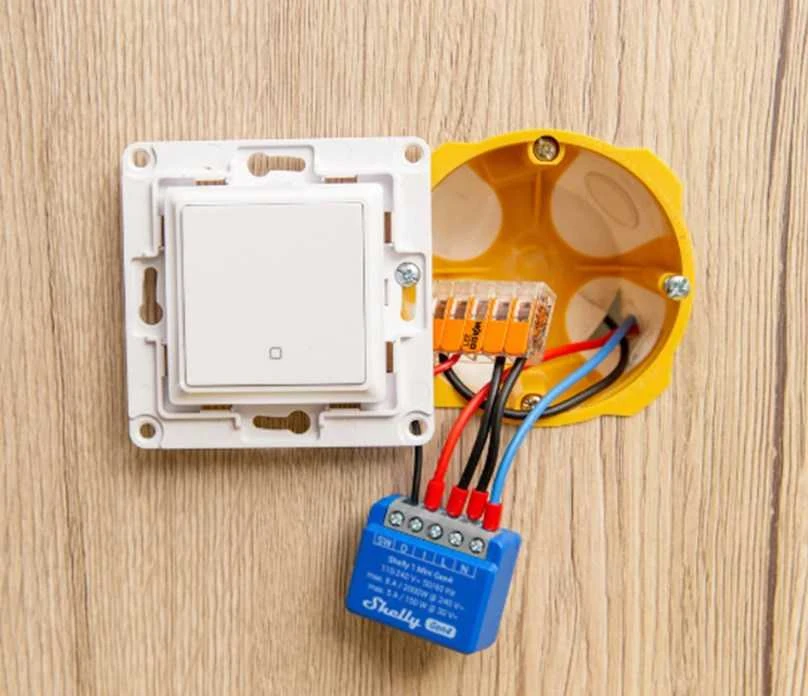 Shelly 1 Mini Gen4 1 kanalo relė 8A (WiFi, Bluetooth, Zigbee, Matter)