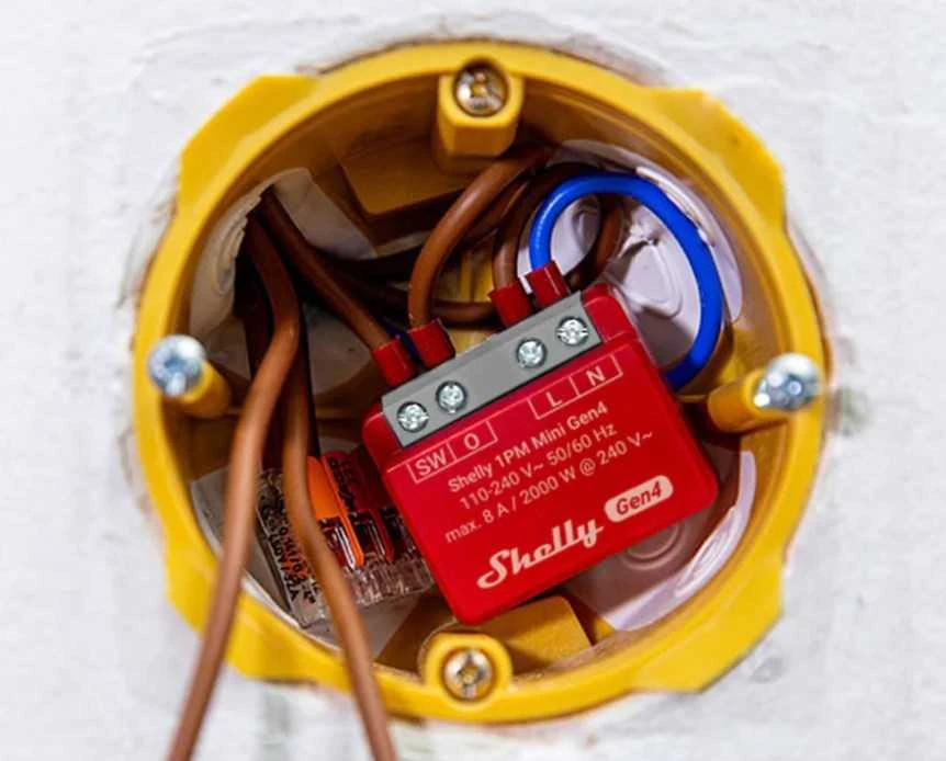Shelly 1PM Mini Gen4 1 kanalo relė 8A (WiFi, Bluetooth, Zigbee, Matter)