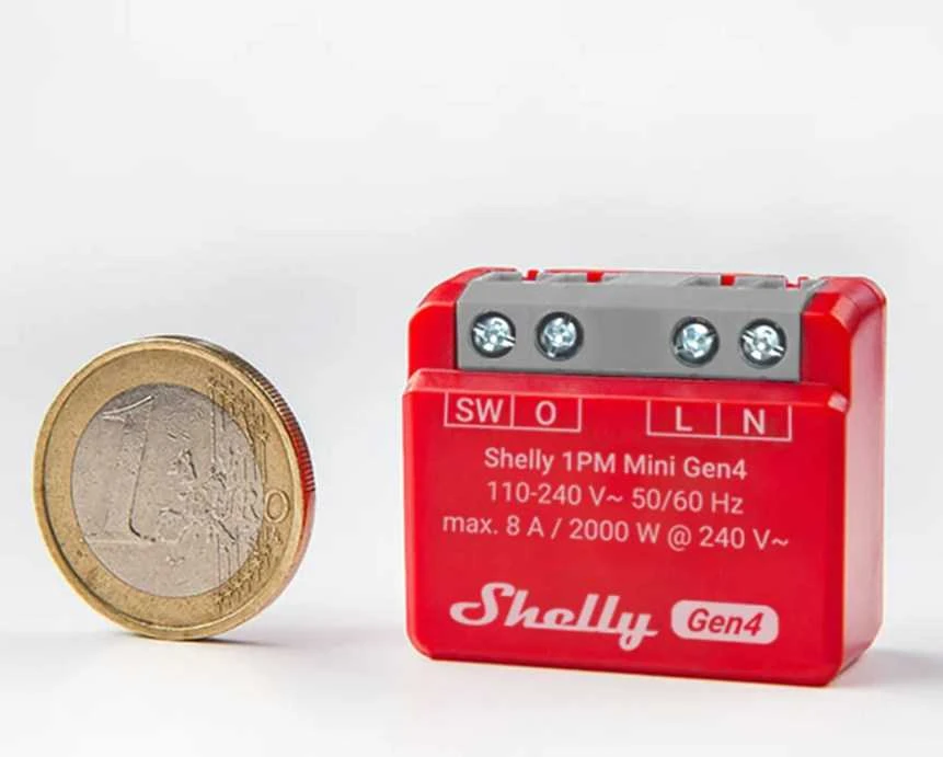 Shelly 1PM Mini Gen4 1 kanalo relė 8A (WiFi, Bluetooth, Zigbee, Matter)