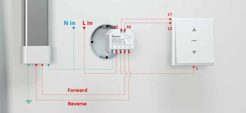 SONOFF DUALR3 Lite 2 kanalų Wifi relė su variklio valdymu