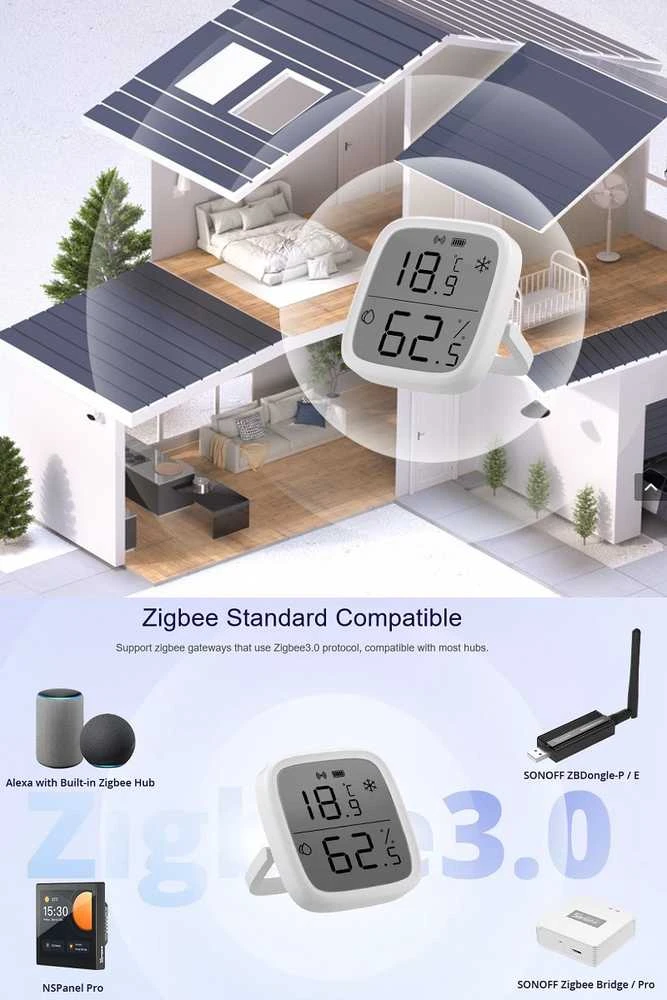 Sonoff SNZB-02D Zigbee 3.0 temperatūros ir drėgmės sensorius su LCD ekranu