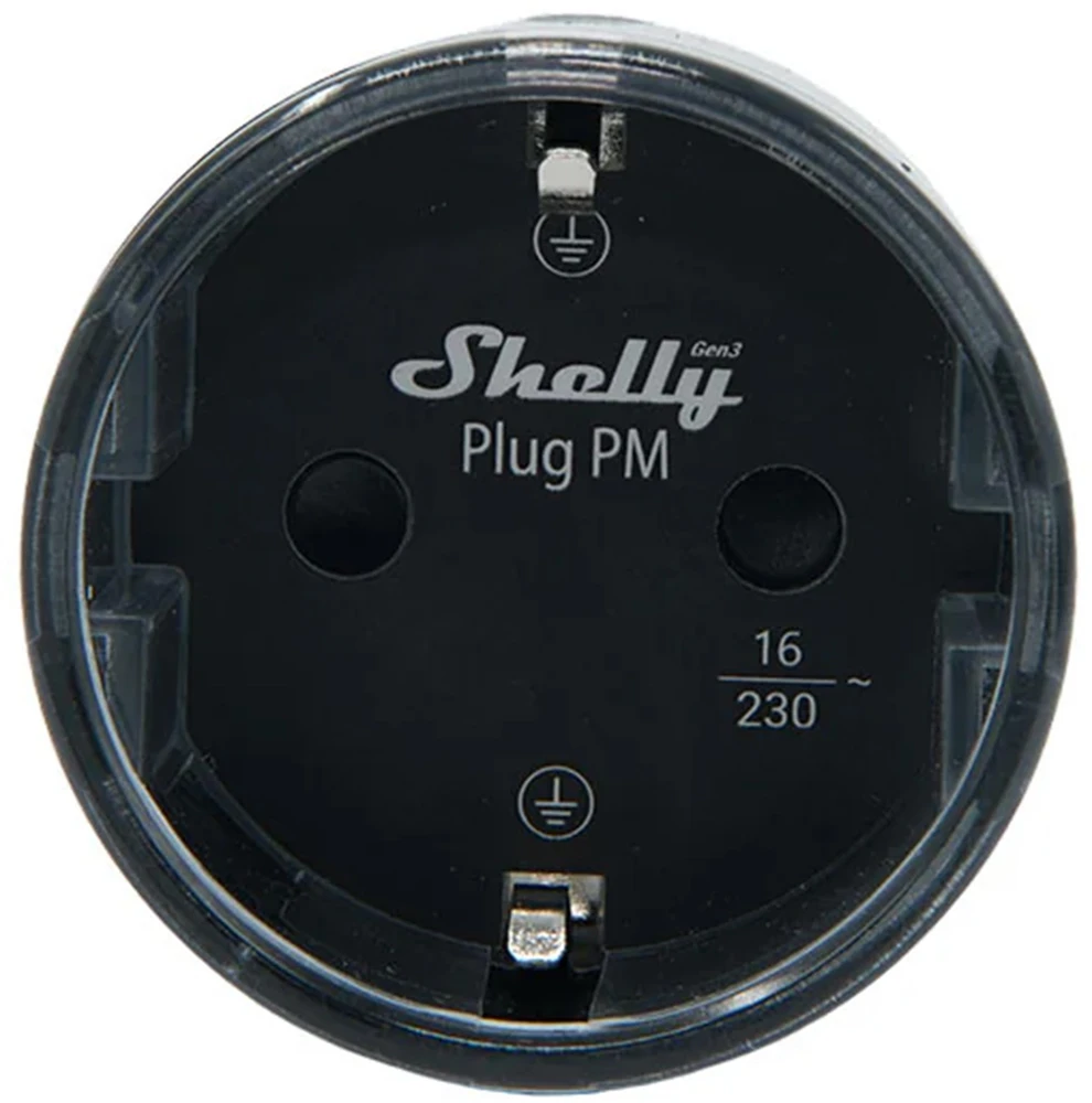 Shelly Plug PM Gen3 išmanusis 16A kištukas, juodas