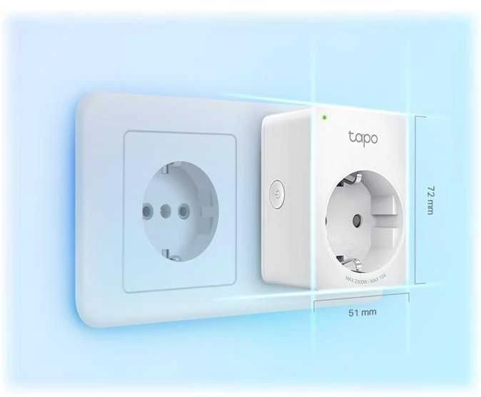 TP-LINK Tapo P100 (1 vnt. pakuotė) mini išmanusis „Wi-Fi“ lizdas, palaikomas „Alexa“ ir „Google Assistant“, 10A