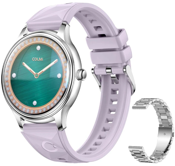 Išmanusis laikrodis COLMI L28 Smart Watch (Sidabrinis-violetinė + sidabrinis steel strap)