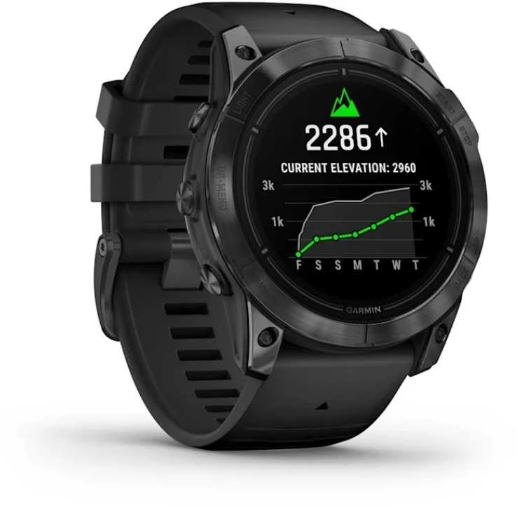 Išmanusis laikrodis Garmin Epix Pro (Gen 2) , Pilkos spalvos nerūdijančio plieno korpusas (51 mm), Juodos spalvos silikoninis dirželis