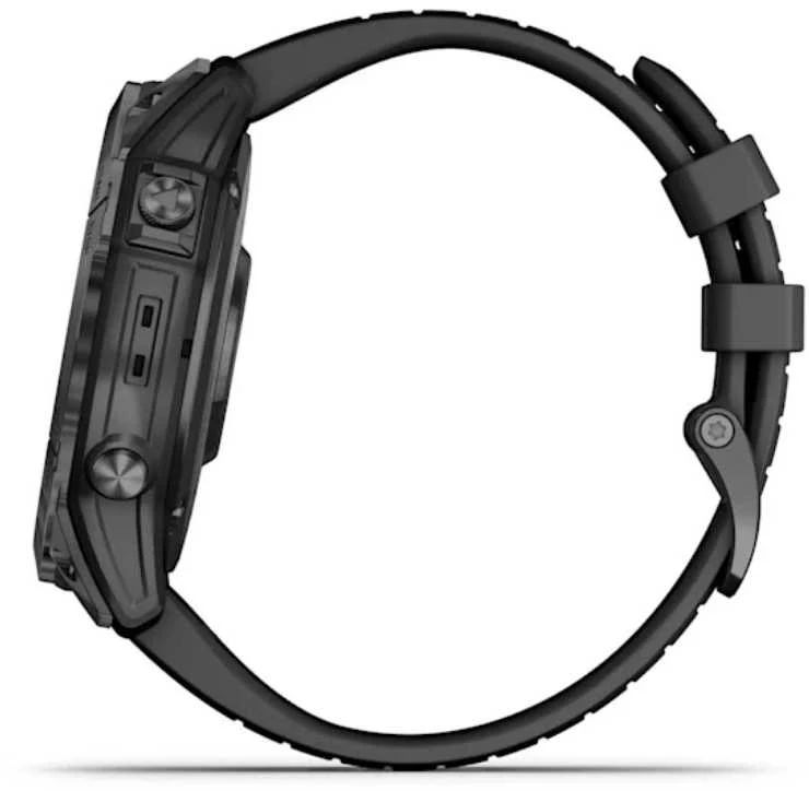 Išmanusis laikrodis Garmin Epix Pro (Gen 2) , Pilkos spalvos nerūdijančio plieno korpusas (51 mm), Juodos spalvos silikoninis dirželis