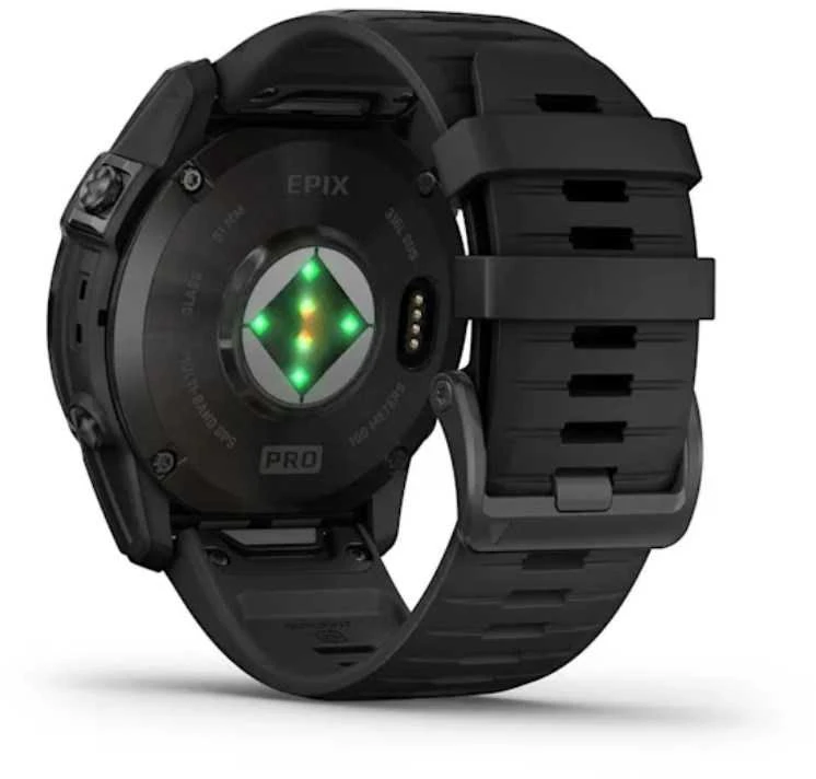 Išmanusis laikrodis Garmin Epix Pro (Gen 2) , Pilkos spalvos nerūdijančio plieno korpusas (51 mm), Juodos spalvos silikoninis dirželis