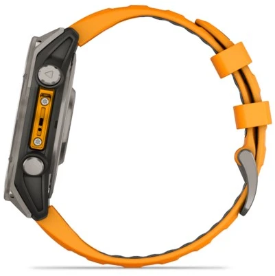 Išmanusis laikrodis Garmin Fenix 8 - 47 mm, AMOLED Sapphire, Titanas su oranžiniu / grafito spalvos silikoniniu dirželiu