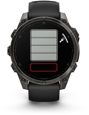 Garmin Išmanusis laikrodis Fenix 8 – 47 mm, AMOLED Sapphire, Pilkos anglies spalvos DLC titanas su juodai pilkos spalvos silikoniniu dirželiu